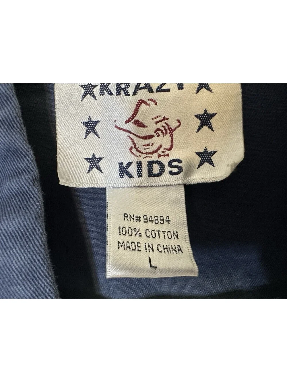 Krazy Kids Vintage Embroidered Rodeo Long Sleeve Stars & Stripes Shirt Large GUC